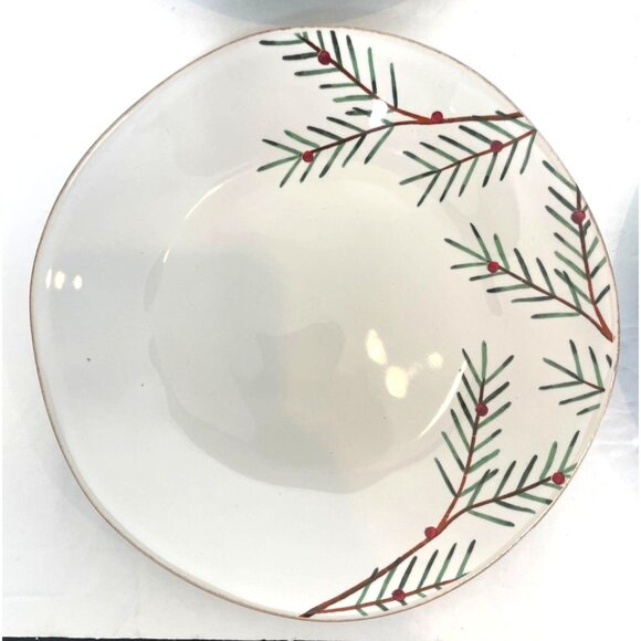 Crate & Barrel Set Of 4 Marin Holiday Winter Pine Salad Plates 8.5" Dinnerware - Picture 8 of 16